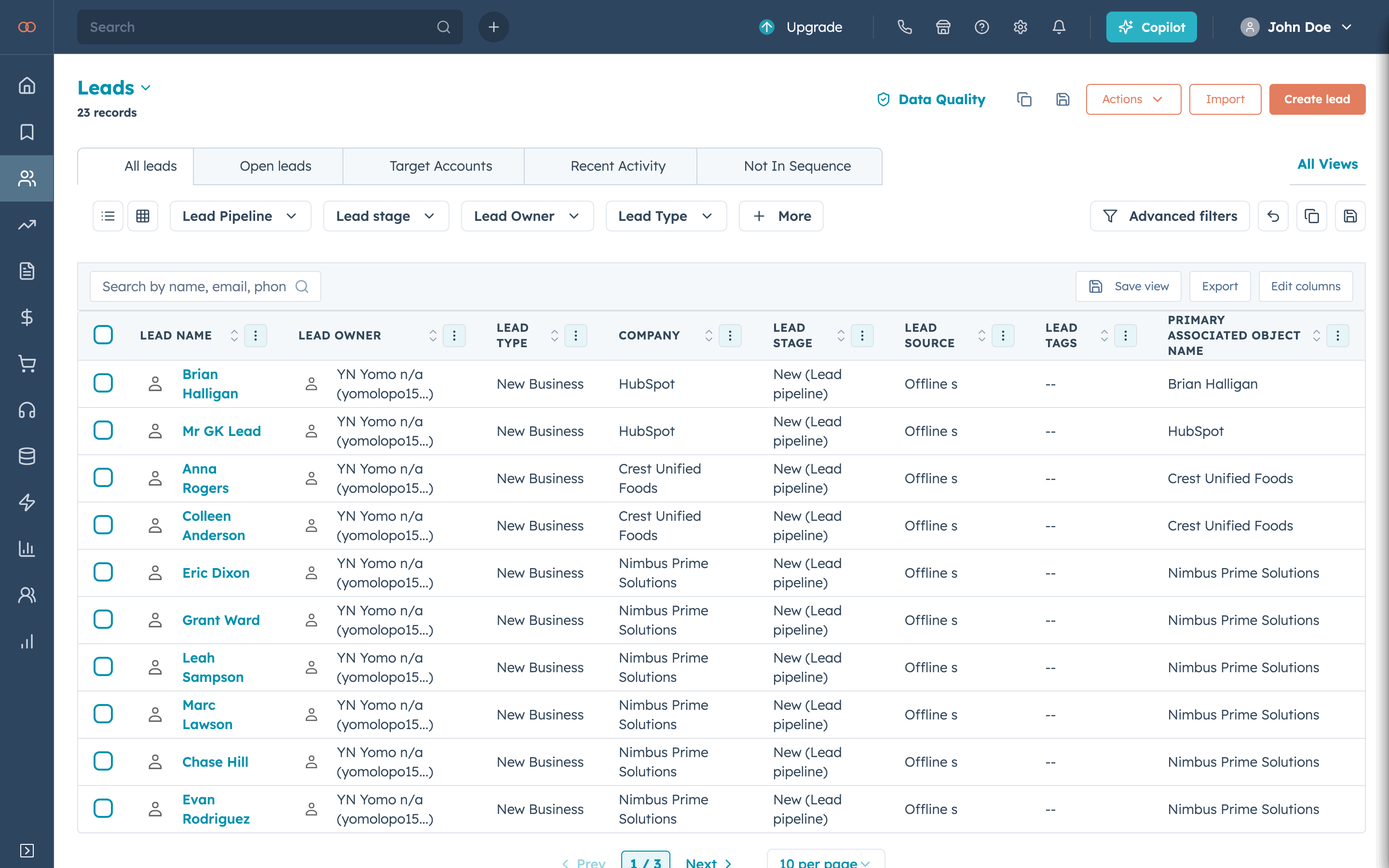 HubSpot, Leads